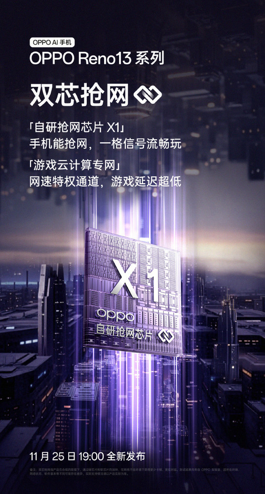 OPPO Reno13系列搭载自研抢网芯片 获抢网性能五星认证 