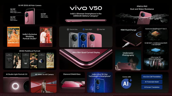 「vivo V50」vivo V50正式发布 颜值相当在线 内置6000mAh电池